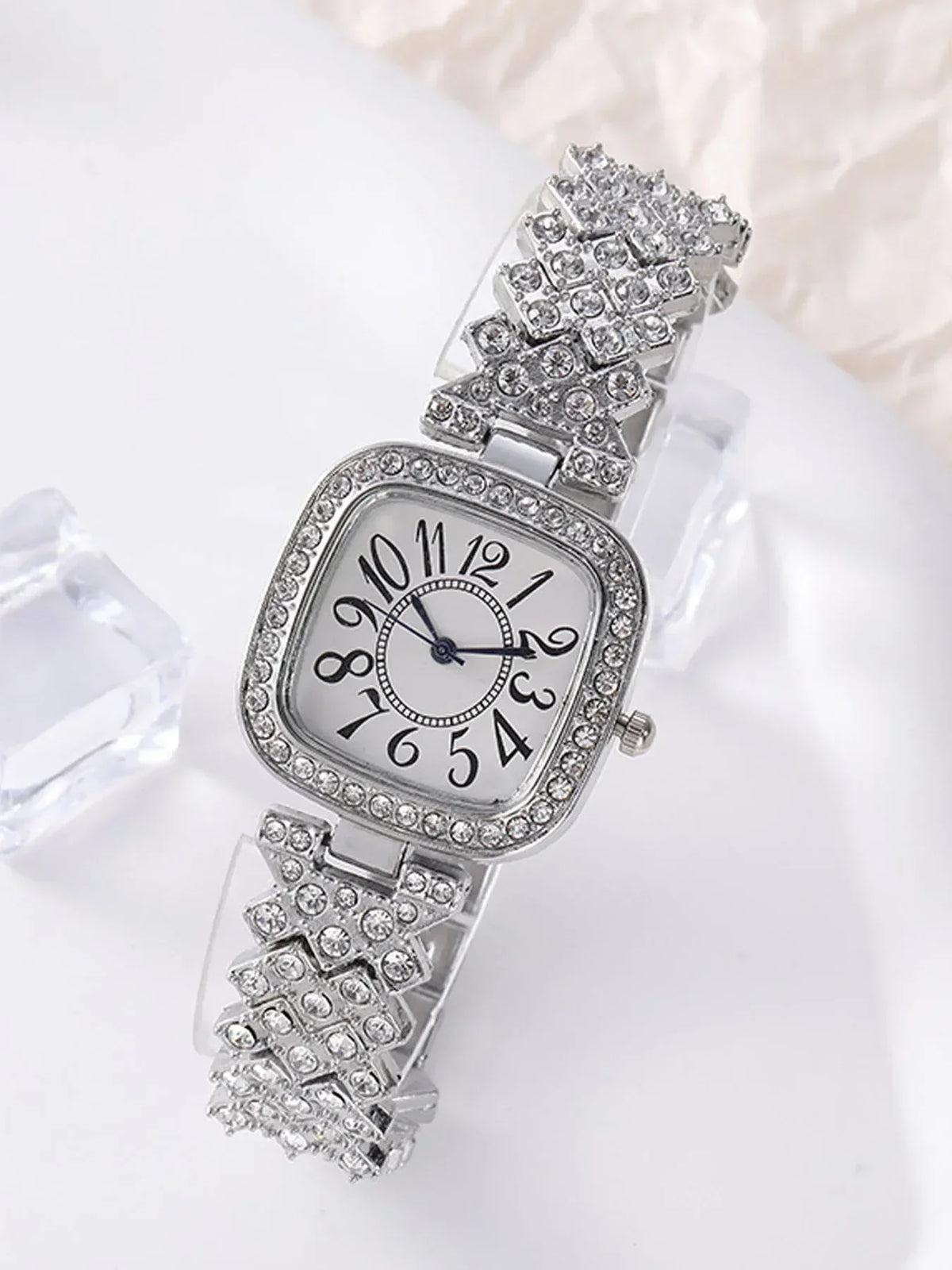 Square Rhinestone Women's Watch – Starry Sky Alloy Dial Fashion Watch Qme