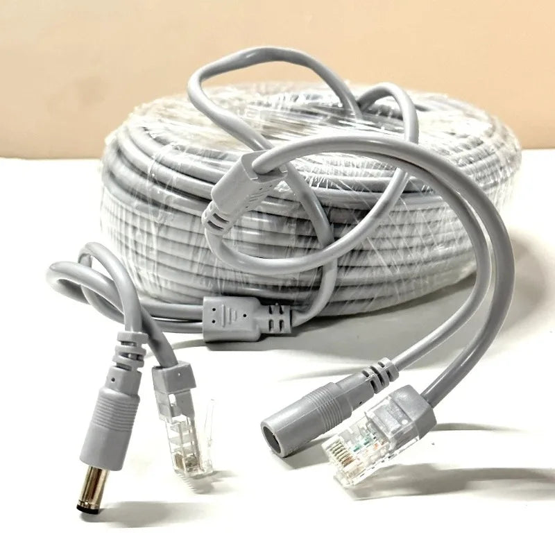 RJ45 DC 12V 2-in-1 Power LAN Cable for IP Security Cameras Security Camera Cable Qme