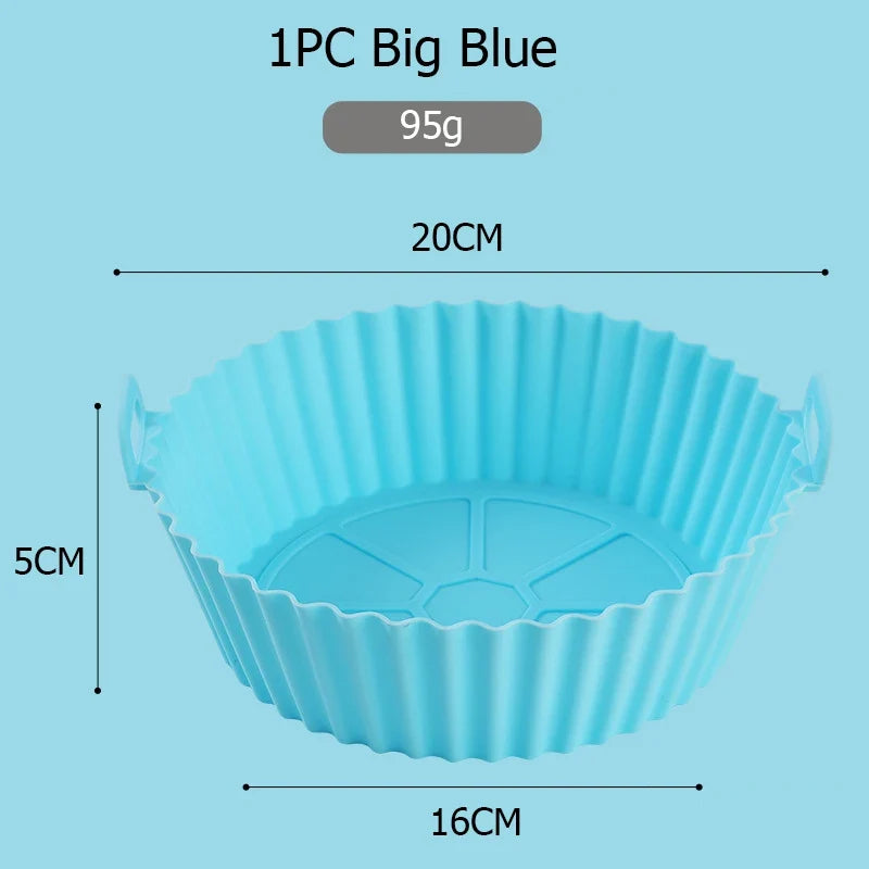 Silicone Air Fryer Baking Tray – Reusable Oven & Pizza Liner Silicone Baking Tray Qme 1PC Big Blue