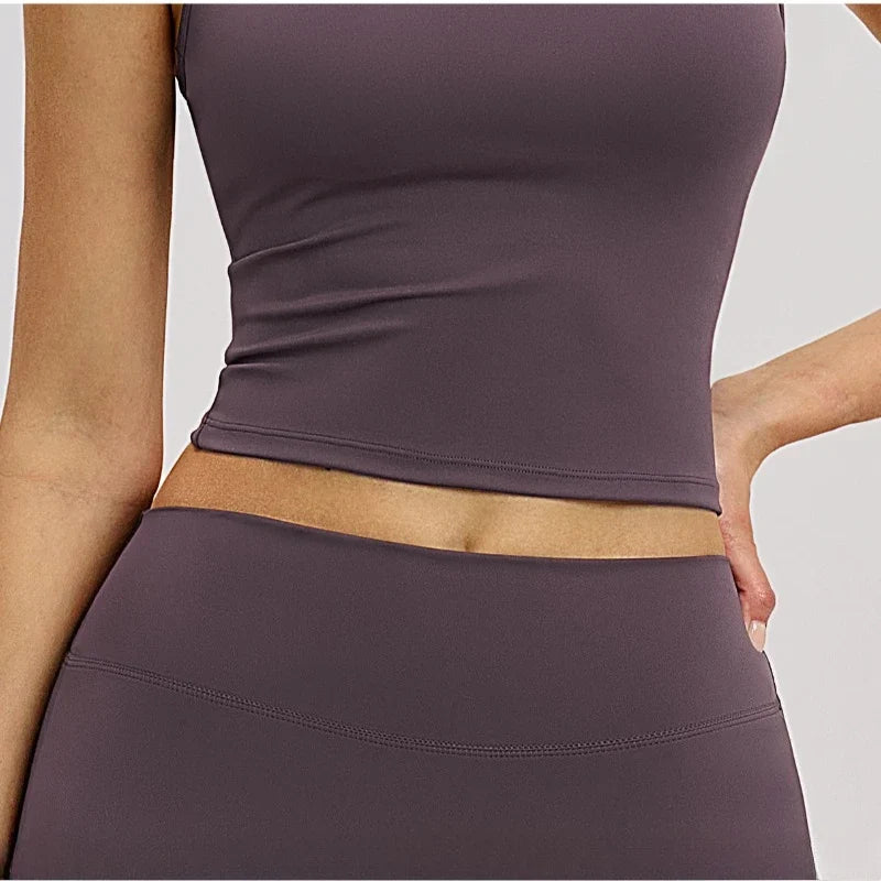 Seamless Yoga Tank Top I-Shape Backless Gym Running Vest Yoga Tank Top Qme