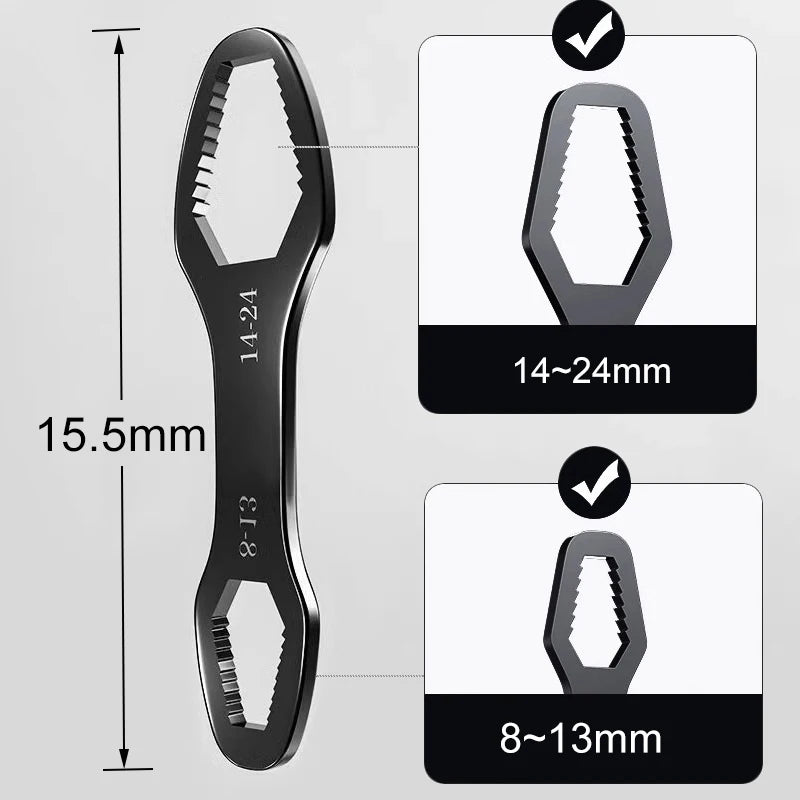 Double-Ended Ratchet Wrench 8–22mm | Adjustable Spanner Ratchet Wrench Qst