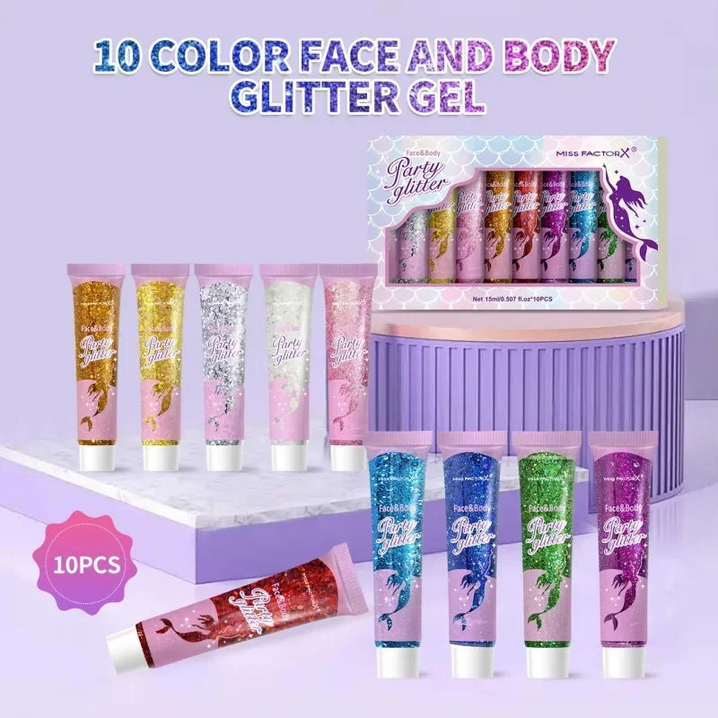 Mermaid Sequin Glitter Gel Stick – 10 Colors Body & Hair Body Glitter Stick Qme