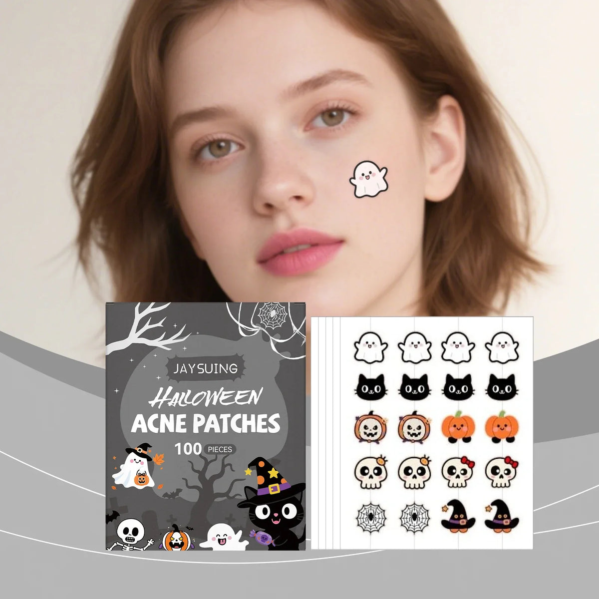 Halloween Acne Patches – Pumpkin & Bat Shapes, 100 Pcs Acne Patches Qme