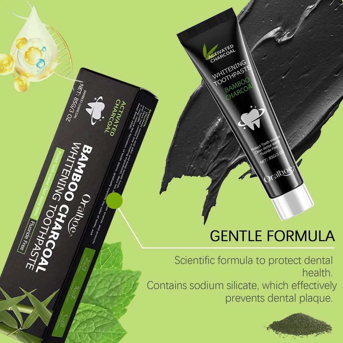 Oralhoe Bamboo Charcoal Whitening Toothpaste | Oral Care Whitening Toothpaste Qst