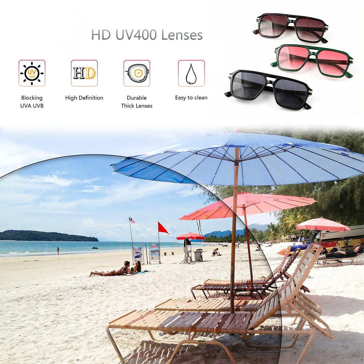 VOPHA Oversized Square Sunglasses Unisex UV400 Vintage Style Fashion Sunglasses Qst