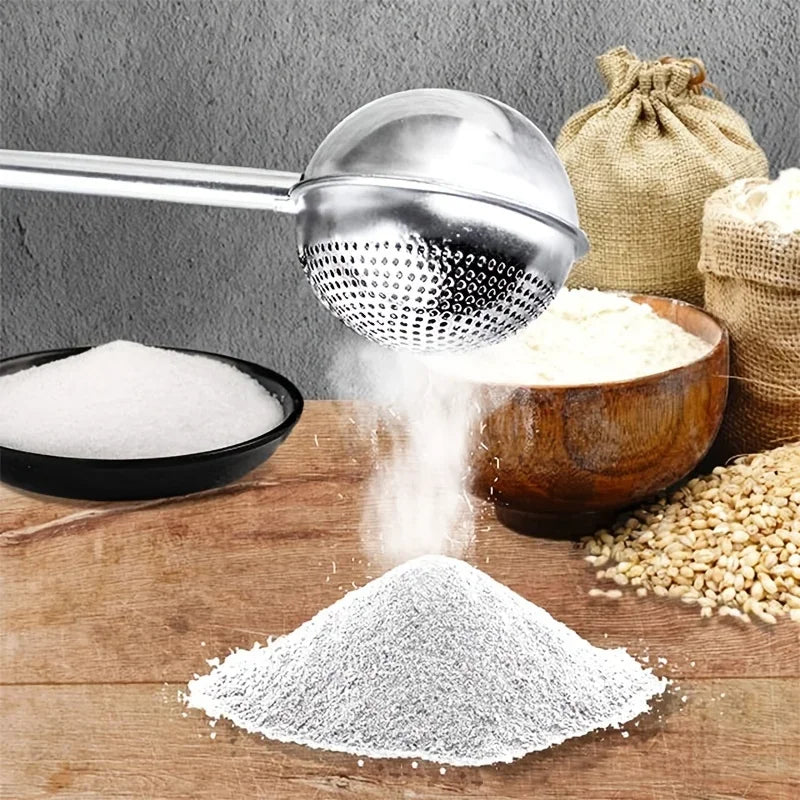 Stainless Steel Flour Sprinkler – One-Hand Spring Sifter Flour Sifter Qme