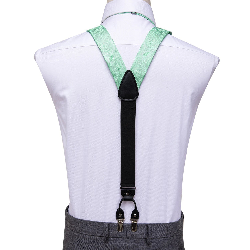 Hi-Tie Silk Men's Suspenders, Bow Tie & Pocket Square Set Men's Suspender Set Qme