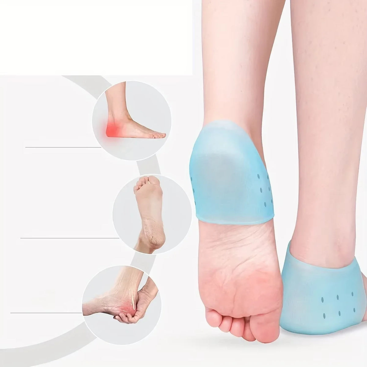 Silicone Heel Protectors & Gel Metatarsal Pads – 1 Pair Gel Heel Cushion Qst