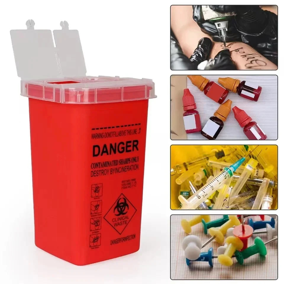 1L Sharps Container – Biohazard Needle Disposal Bin for Tattoo Sharps Disposal Container Qme