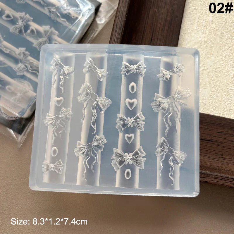 3D Ribbon Bowknot Silicone Nail Art Carving Mold – UV Gel DIY Nail Art Mold Qst 2