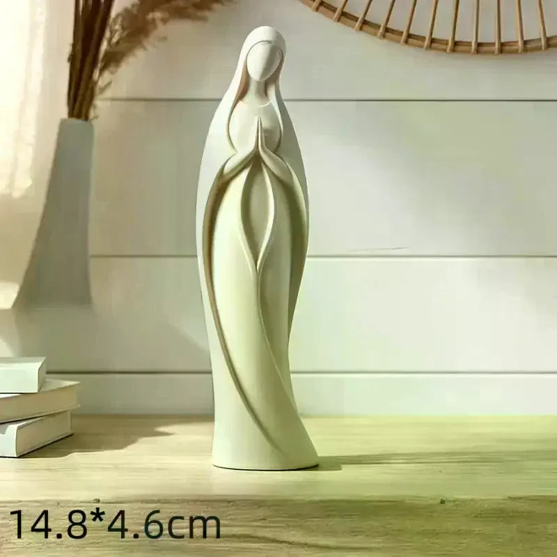 3D Printed Praying Angel Guardian Figurine – White & Gold Decorative Figurine Qme