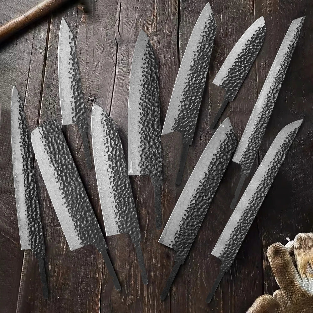 TURWHO Damascus VG10 Blank Knife Blades – DIY Chef Knife Set Blank Knife Blade Qst