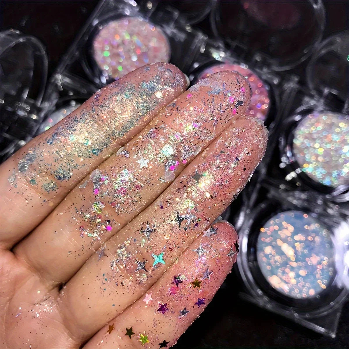 Monochrome Glitter Mermaid Shimmer Eyeshadow Compact | Vegan Glitter Eyeshadow Compact Qme