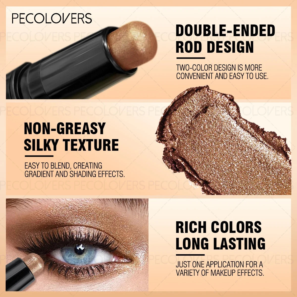 Double-Ended Eyeshadow Stick & Eye Highlighter | 6 Colors Eyeshadow Stick Qme