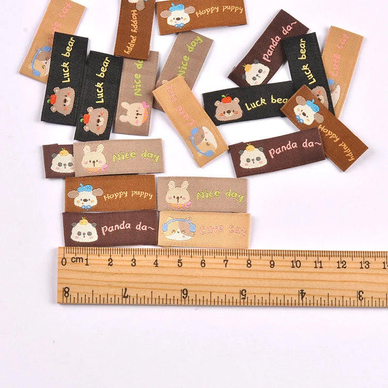 Cute Animal Fabric Sew-On Labels – Panda, Dog & Cat Tags Fabric Sew-On Labels Qme