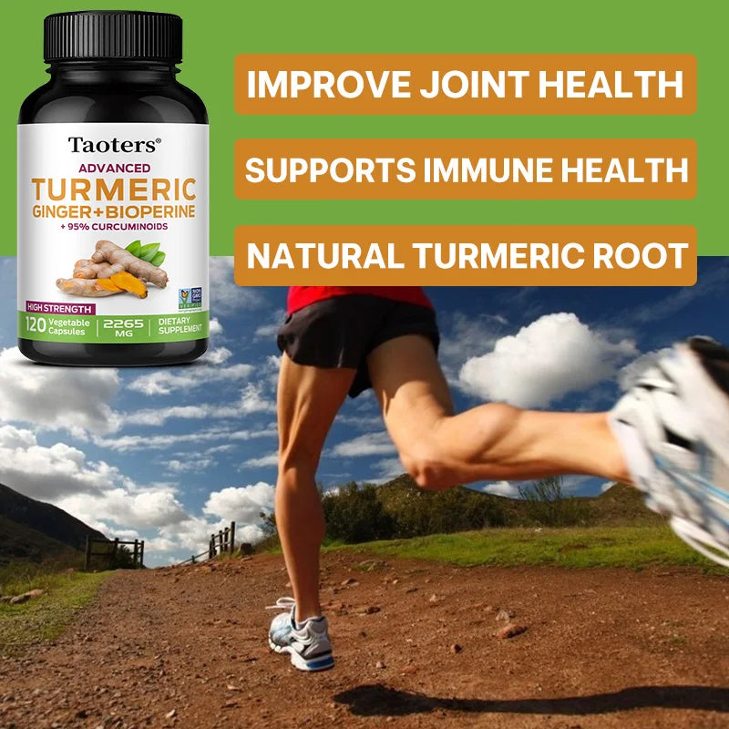 Turmeric Ginger Root & Black Pepper Extract Capsules 120ct Herbal Supplement Capsules Qst