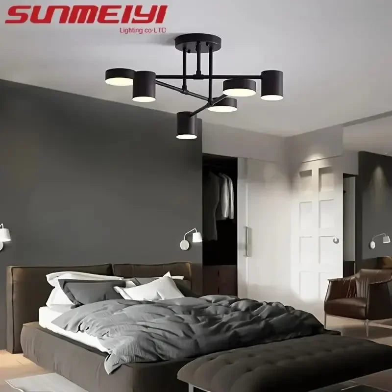 Modern Black Ceiling Chandelier Multi-Head Metal Light Fixture Ceiling Chandelier Qme