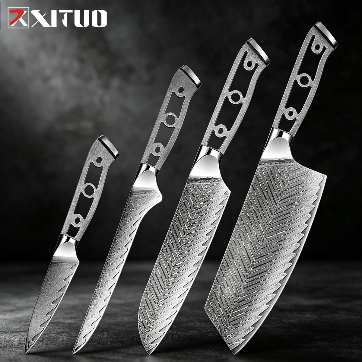XITUO Damascus Steel DIY Knife Blank Set 1–6 Piece Kit Damascus Knife Blank Set Qst 4PCS Knife