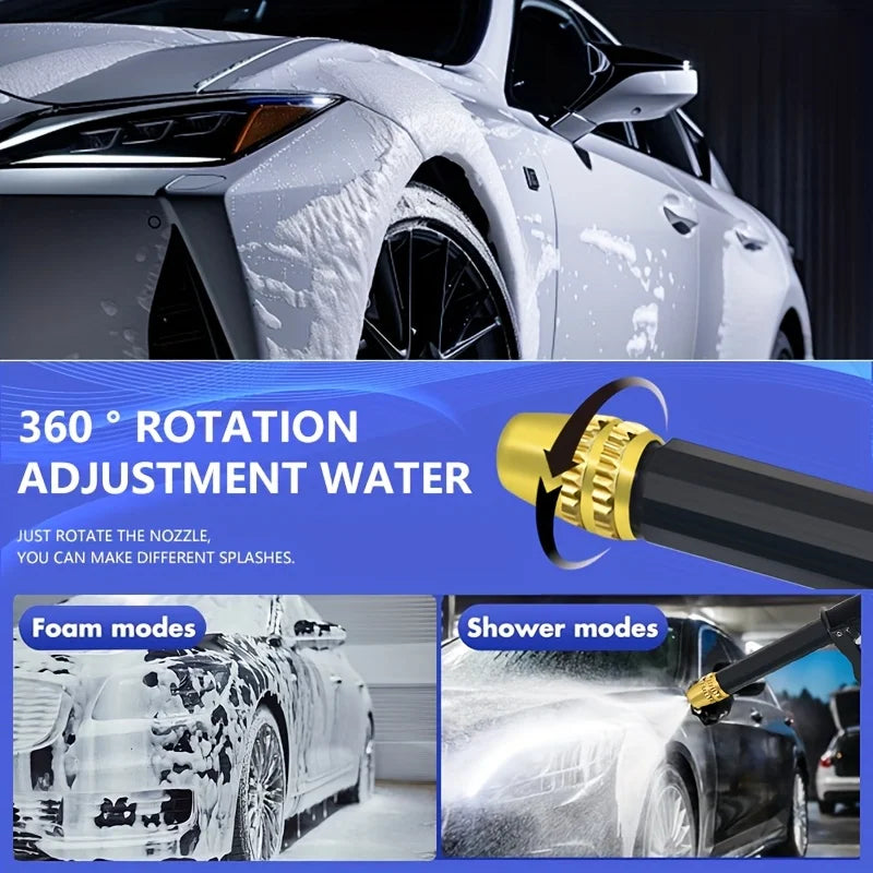 High-Pressure Car Wash Gun with Foam Bottle & Long Handle Car Wash Spray Gun Qme