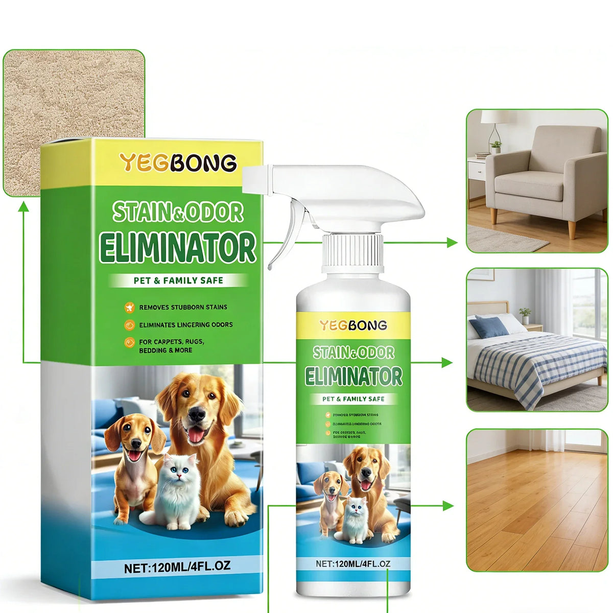 Qme Pet Stain Remover – Deep Clean Urine Stains & Odors Pet Stain Remover Qme