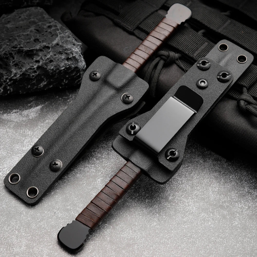 Portable Multi-Tool Camping Knife – Steel Blade & Leather Handle Multi-Tool Camping Knife Qst