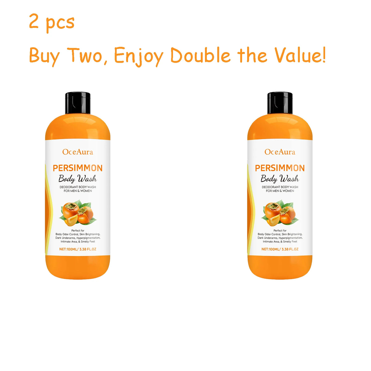Persimmon Rosemary Body Wash Gel – Moisturizing Daily Shower Body Shower Gel Qst 2 pcs Moisturizing