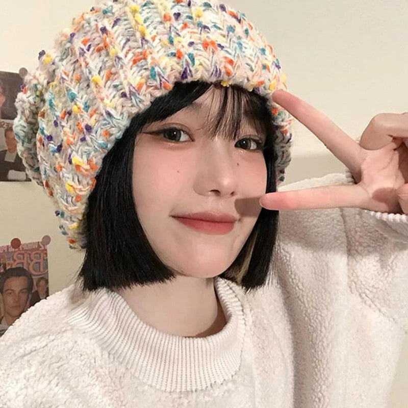 Women's Warm Knitted Pile Hat – Cozy Winter Beanie Winter Knit Hat Qst