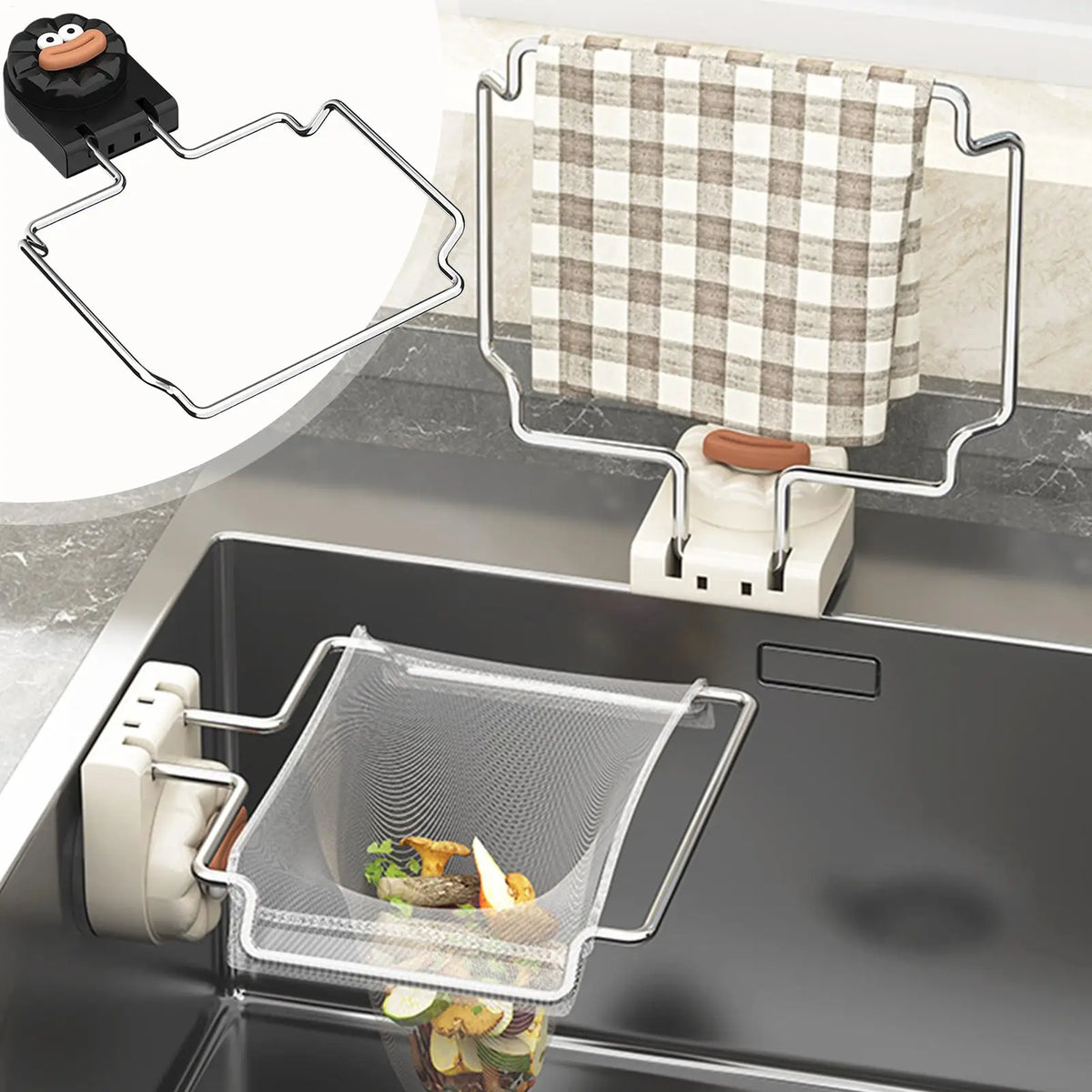 Folding Sink Strainer Basket with 50 Filter Mesh Bags Sink Strainer Basket Qme