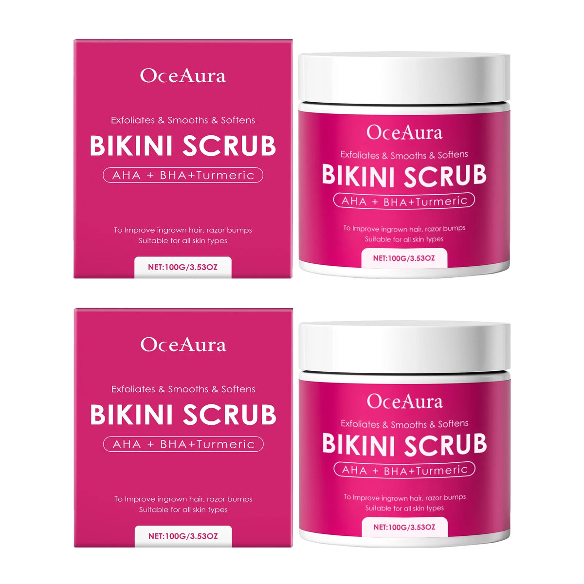 OceAura Turmeric AHA BHA Body Scrub – Gentle Exfoliator Body Exfoliating Scrub Qst 2 PCS