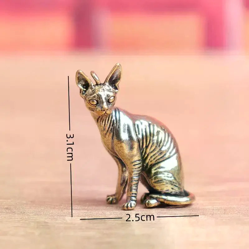 Solid Brass Hairless Cat Statue Vintage Desktop Ornament Desktop Ornament Qme