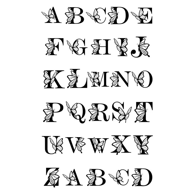 Temporary Butterfly Alphabet Waterproof Body Art Tattoo Stickers Temporary Tattoo Sticker Qme