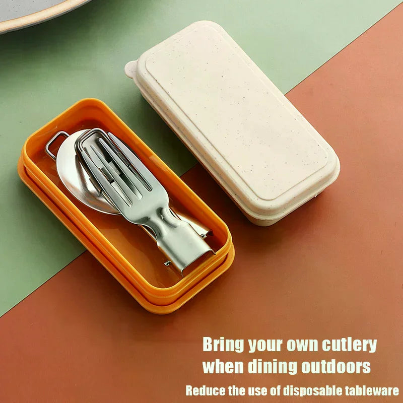 Folding Stainless Steel Cutlery Set – Knife, Fork & Spoon Folding Cutlery Set Qme