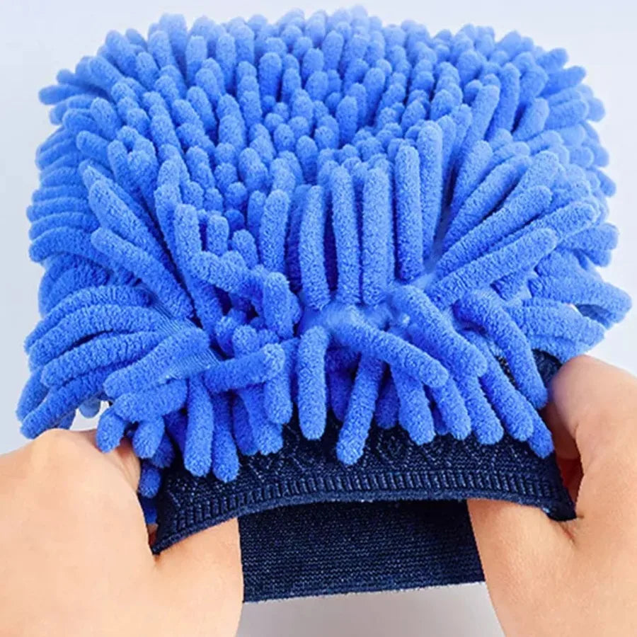 Waterproof Car Wash Gloves – Paint-Safe Chenille Mitt | Qme Car Wash Mitt Qme 1PCSBlue