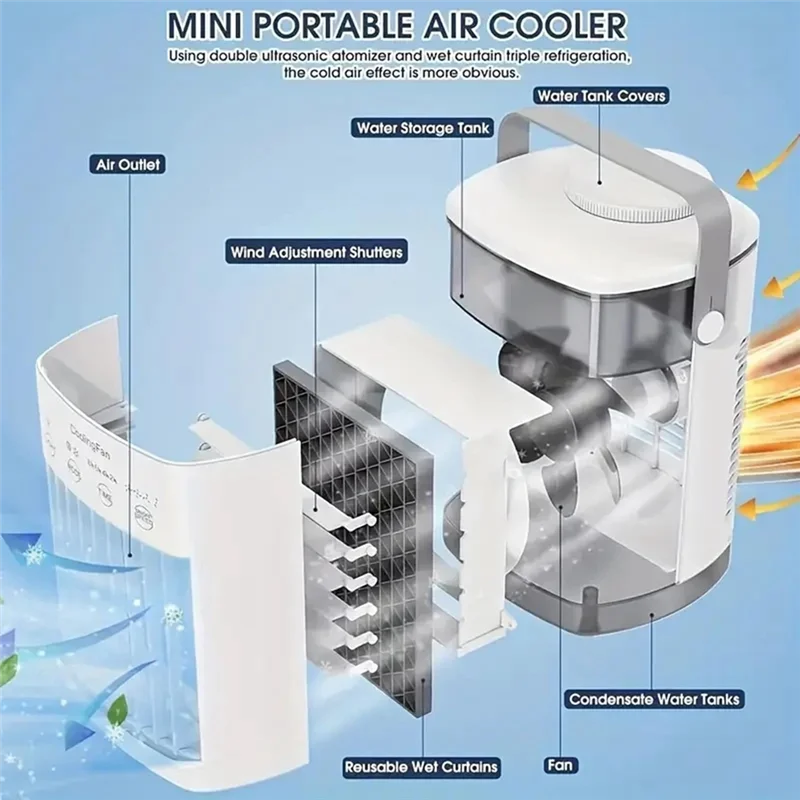 MiLESEEY B15C Mini Portable Evaporative Air Cooler Fan Portable Air Cooler Qst