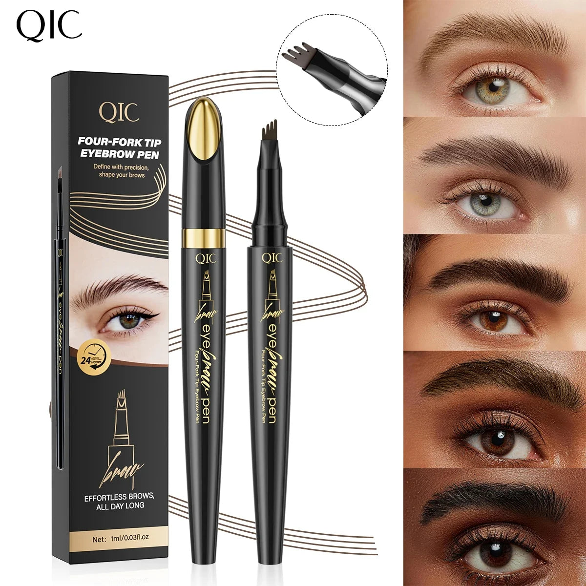 4-Point Liquid Eyebrow Pen – 5 Colors, Waterproof Brow Pencil Liquid Eyebrow Pen Qme