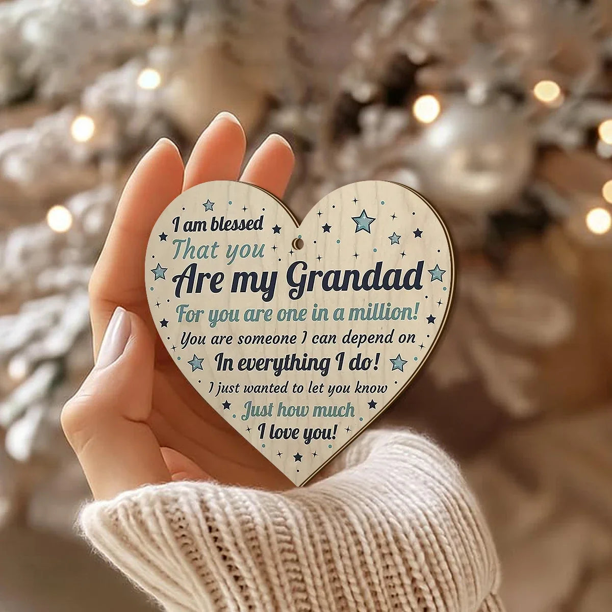 Wooden Grandfather Love Hanging Decoration – Handwritten Gift Wooden Hanging Decoration Qme Multi-Colored