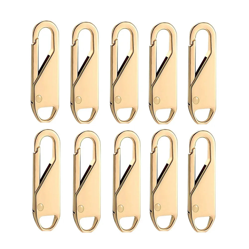 Universal Metal Zipper Puller Repair Kit – DIY Slider 10 Pcs Zipper Repair Kit Qme Golden 10PCS