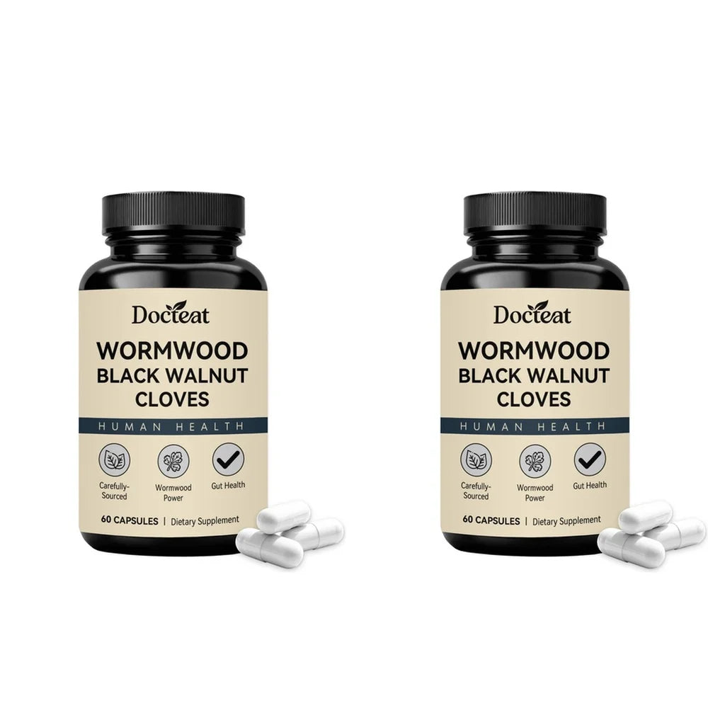 Wormwood Black Walnut Cloves Capsules 60ct | Herbal Blend Herbal Supplement Qst 2 Bottles 120 Pieces