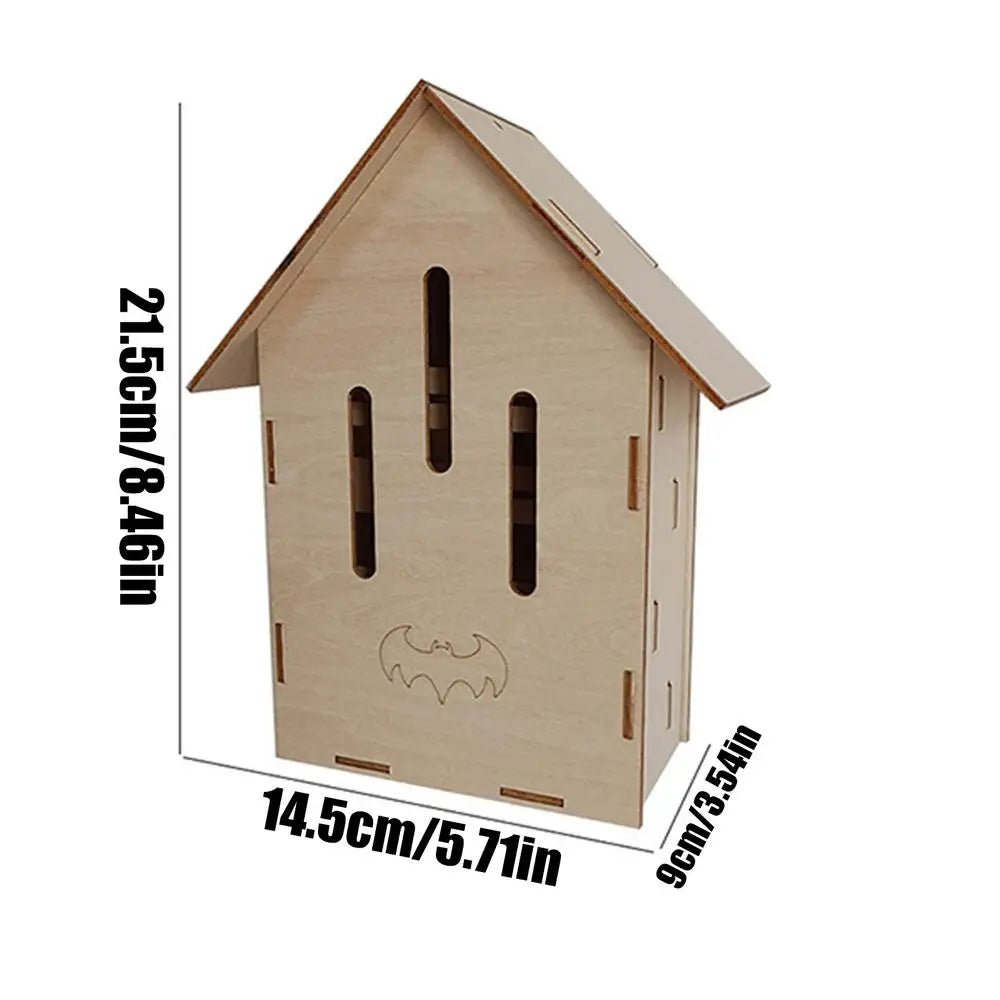 Wooden Bat House – Outdoor Wildlife Habitat for Garden & Yard Bat House Qst A