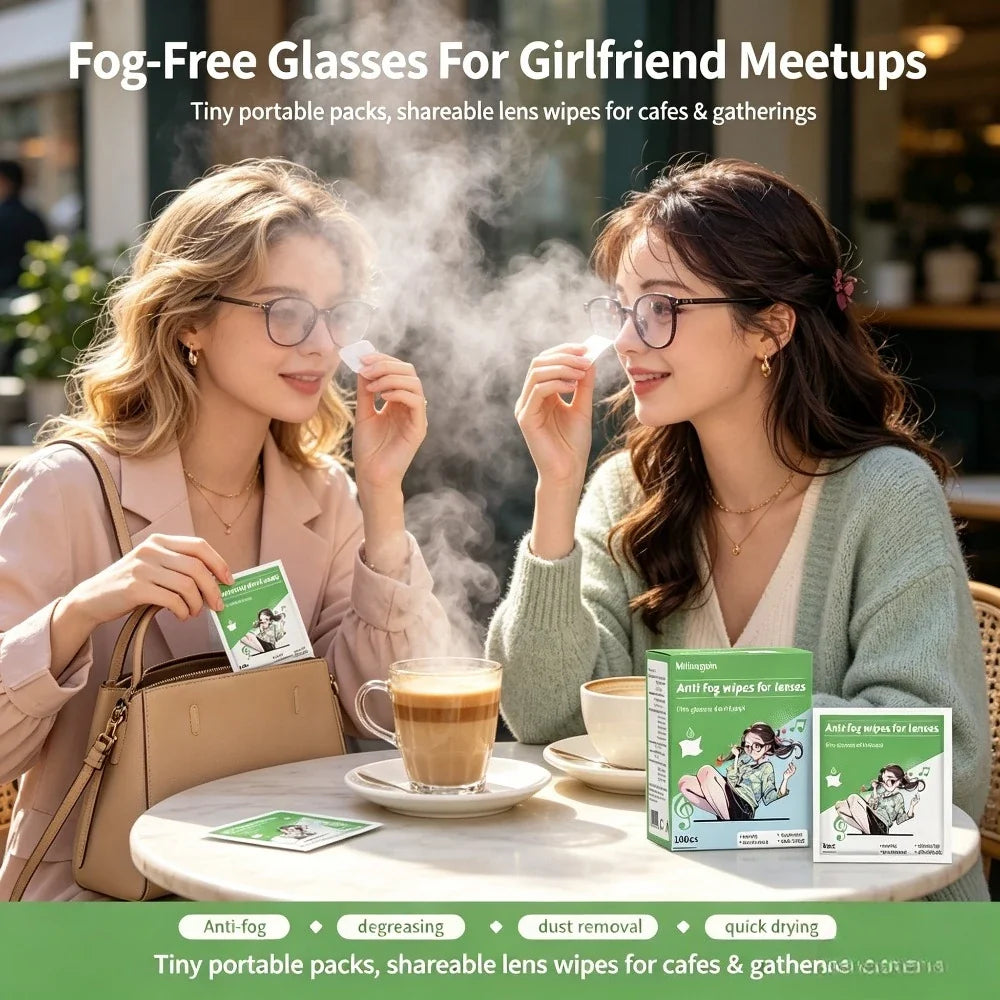 Anti-Fog Wipes for Glasses & Helmet Visors | Streak-Free Anti-Fog Lens Wipes Qme
