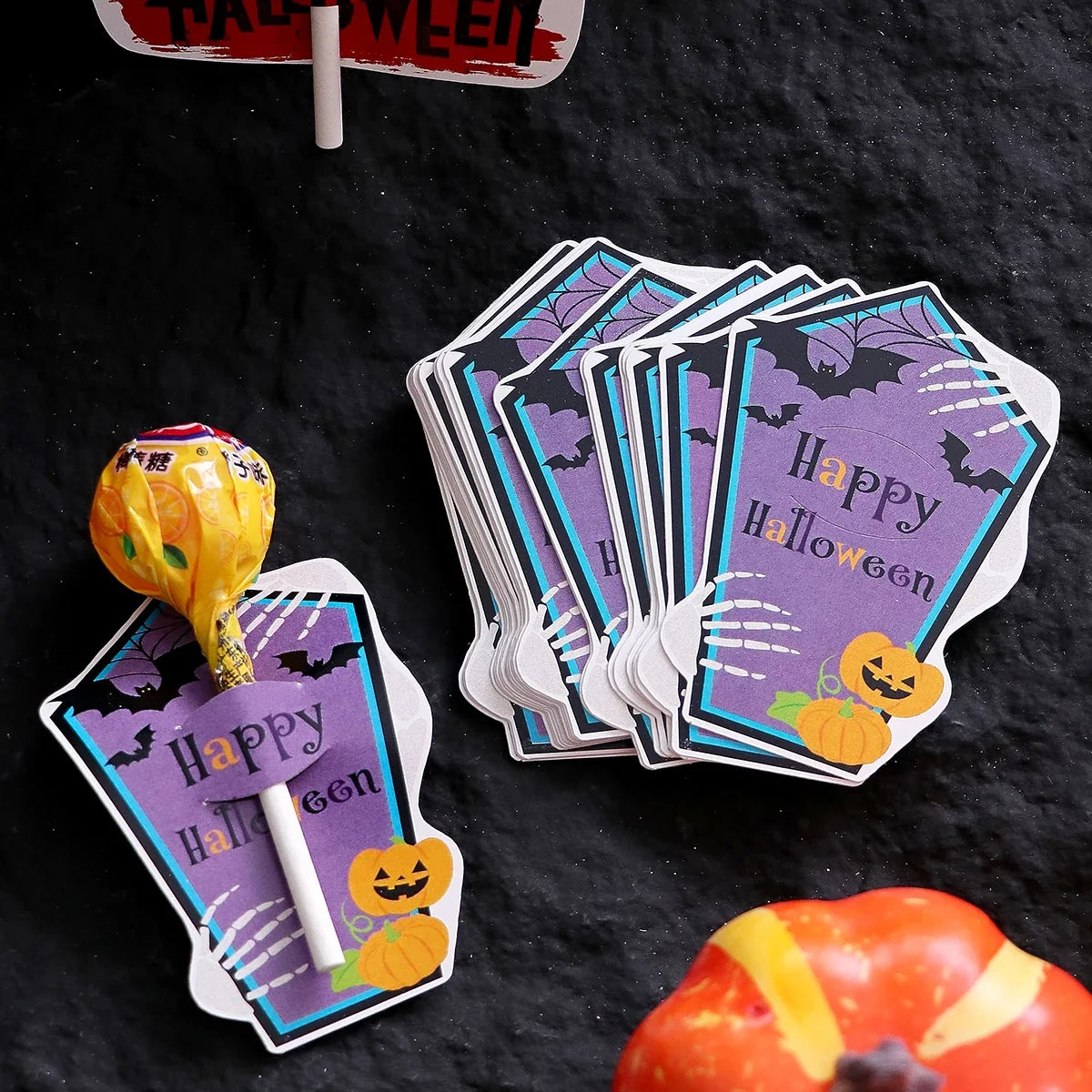 Halloween Lollipop Cards for Kids – 30 Pack, 4 Designs Halloween Party Favors Qme