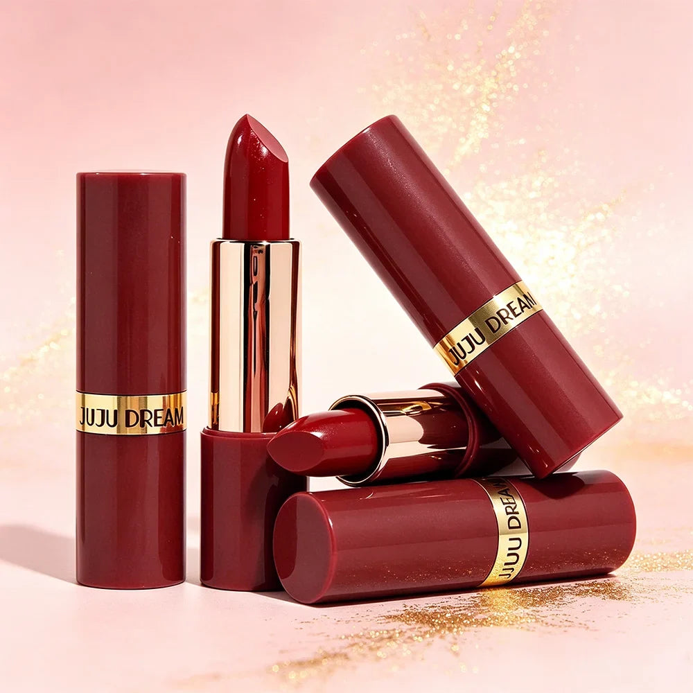 JUJU DREAM Rose Gold Metallic Shimmer Lipstick – Glitter Metallic Shimmer Lipstick Qme