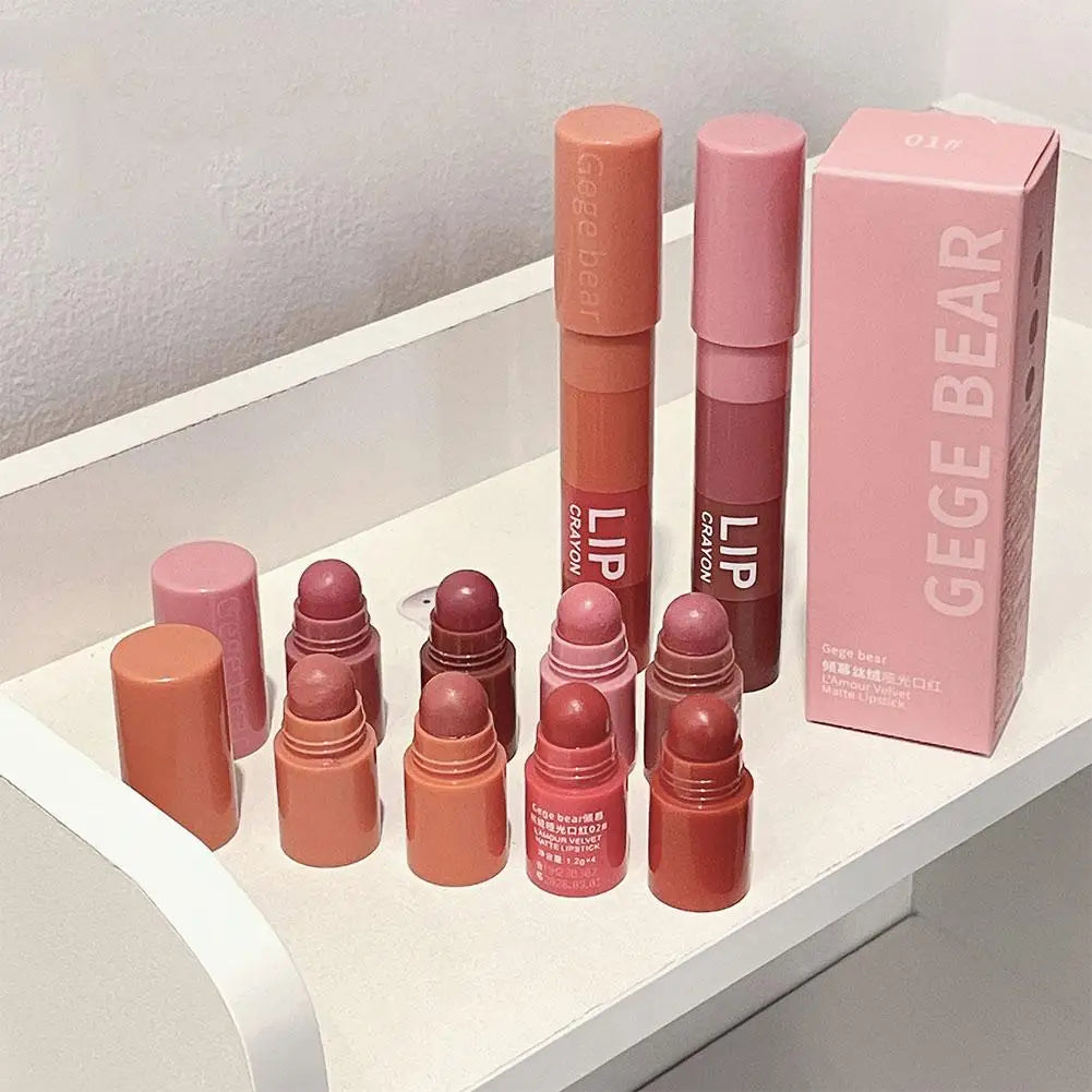 Matte Velvet Lipstick Pencil Combo – Non-Stick Lip Tint Set Lip Makeup Combo Qme