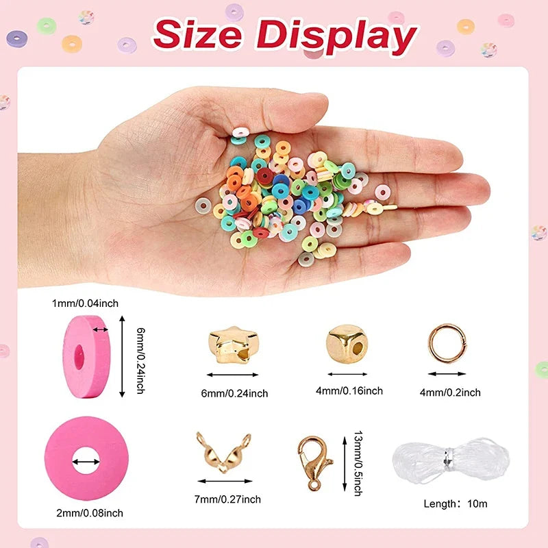 48-Color Polymer Clay Bead Kit – 4800pcs DIY Bracelet Set DIY Bead Craft Kit Qme