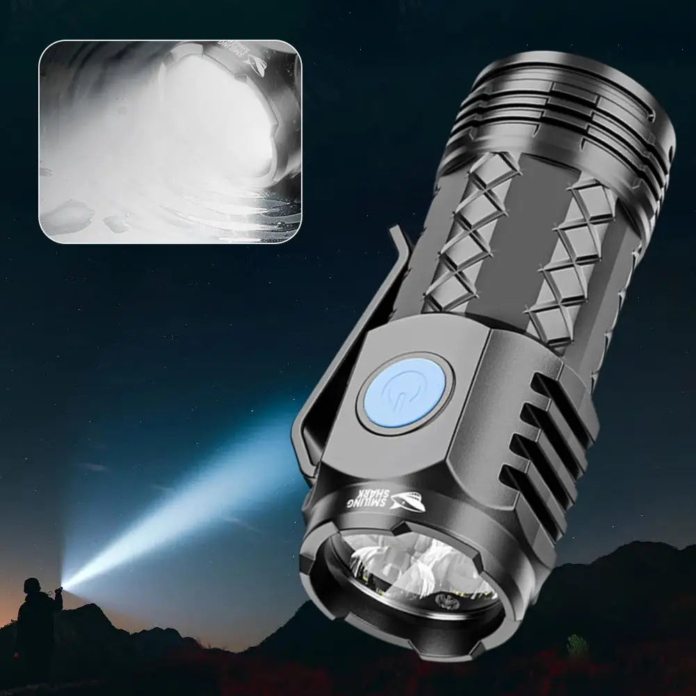 Type-C Rechargeable Waterproof Flashlight – Adjustable Brightness LED Flashlight Qme