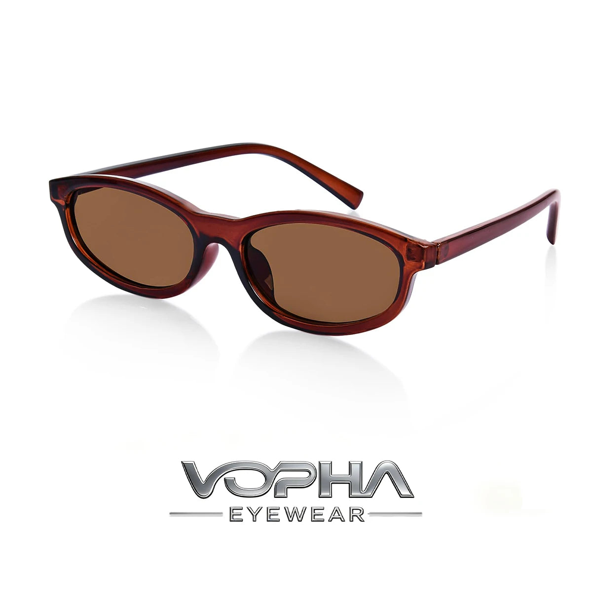 VOPHA Retro Small Frame UV400 Sunglasses – Unisex Cat Eye Retro Sunglasses Qst Clear Brown