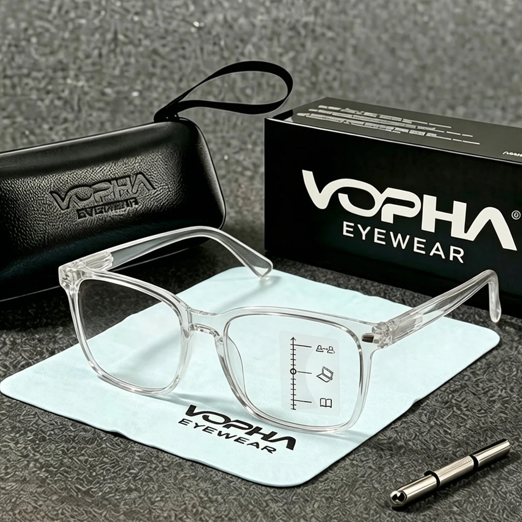 VOPHA Progressive Multifocal Reading Glasses – Blue Light Blocking Progressive Reading Glasses Qst 100 Transparent