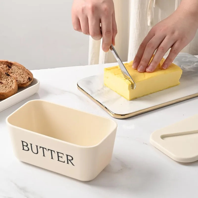 Plastic Butter Container Box with Knife & Cheese Slicer Butter Storage Container Qme
