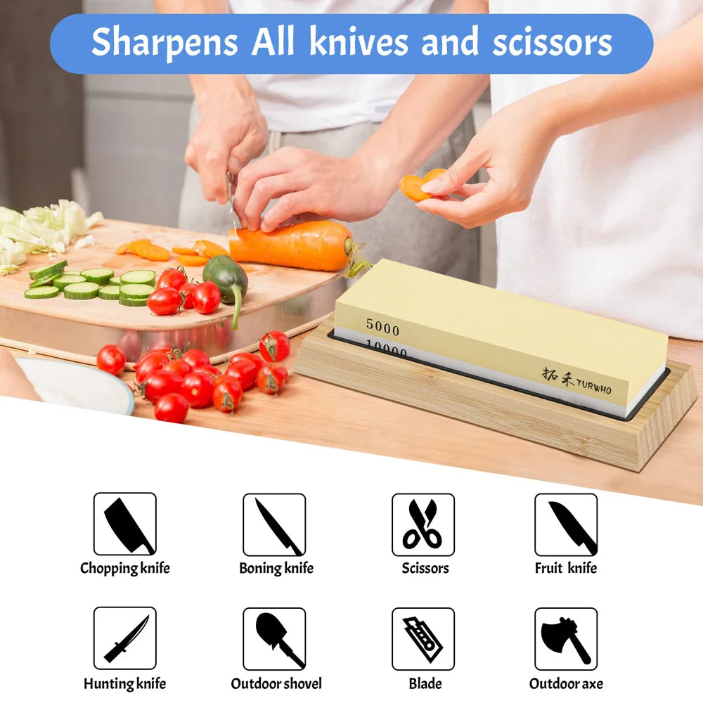 TURWHO Double-Sided Whetstone Set – Grit 240–10000 Whetstone Sharpener Qst