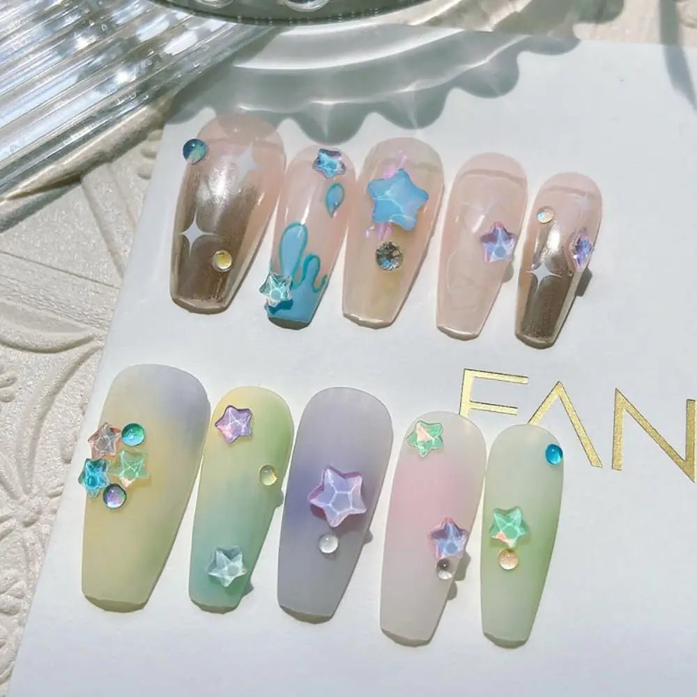 3D Nail Charms Rhinestone Gems – 50pcs Star & Love Art Nail Art Charms Qme